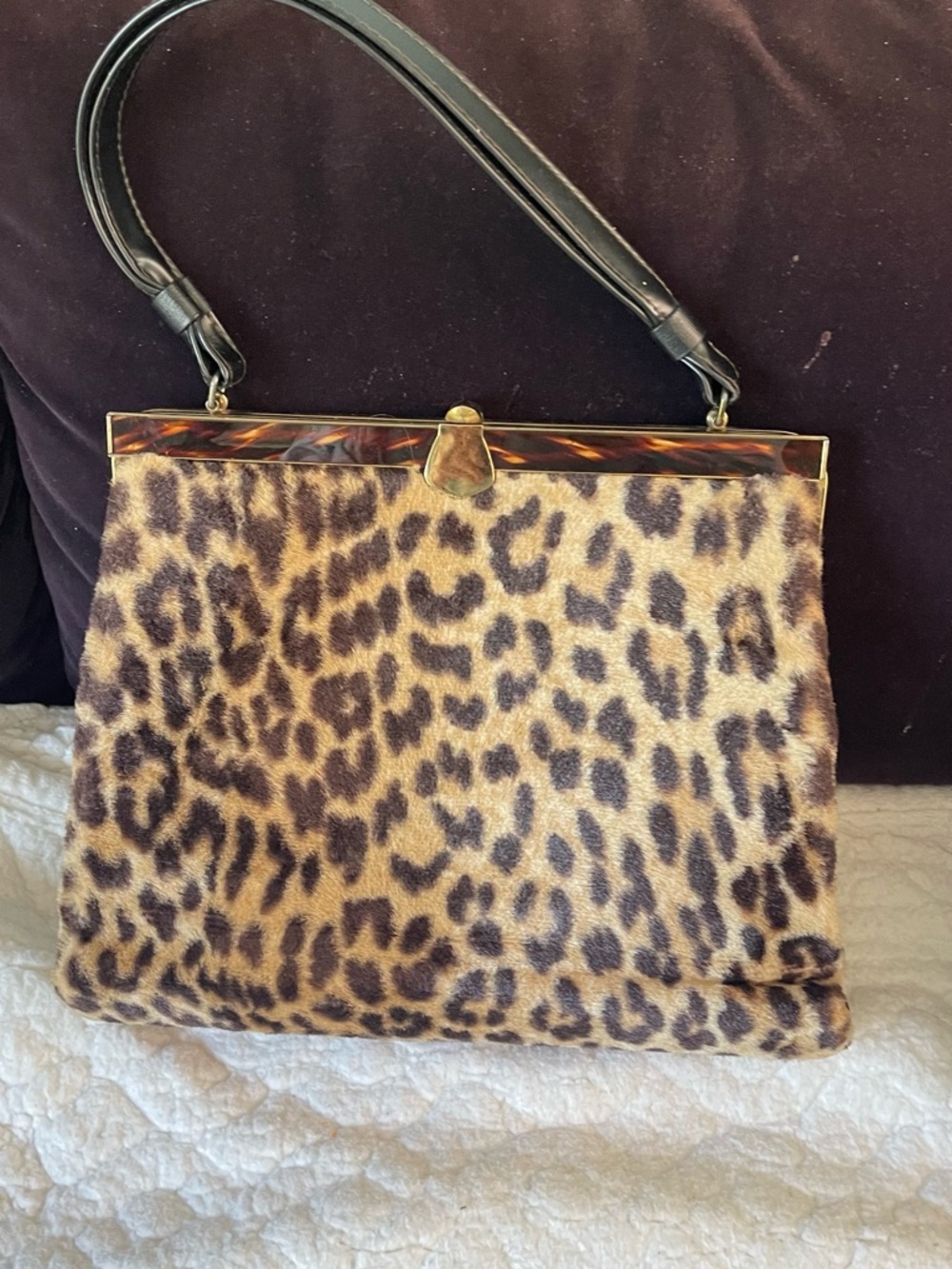 Vintage Leopard Print  Bag in Brown and Black - Picture 3 of 3